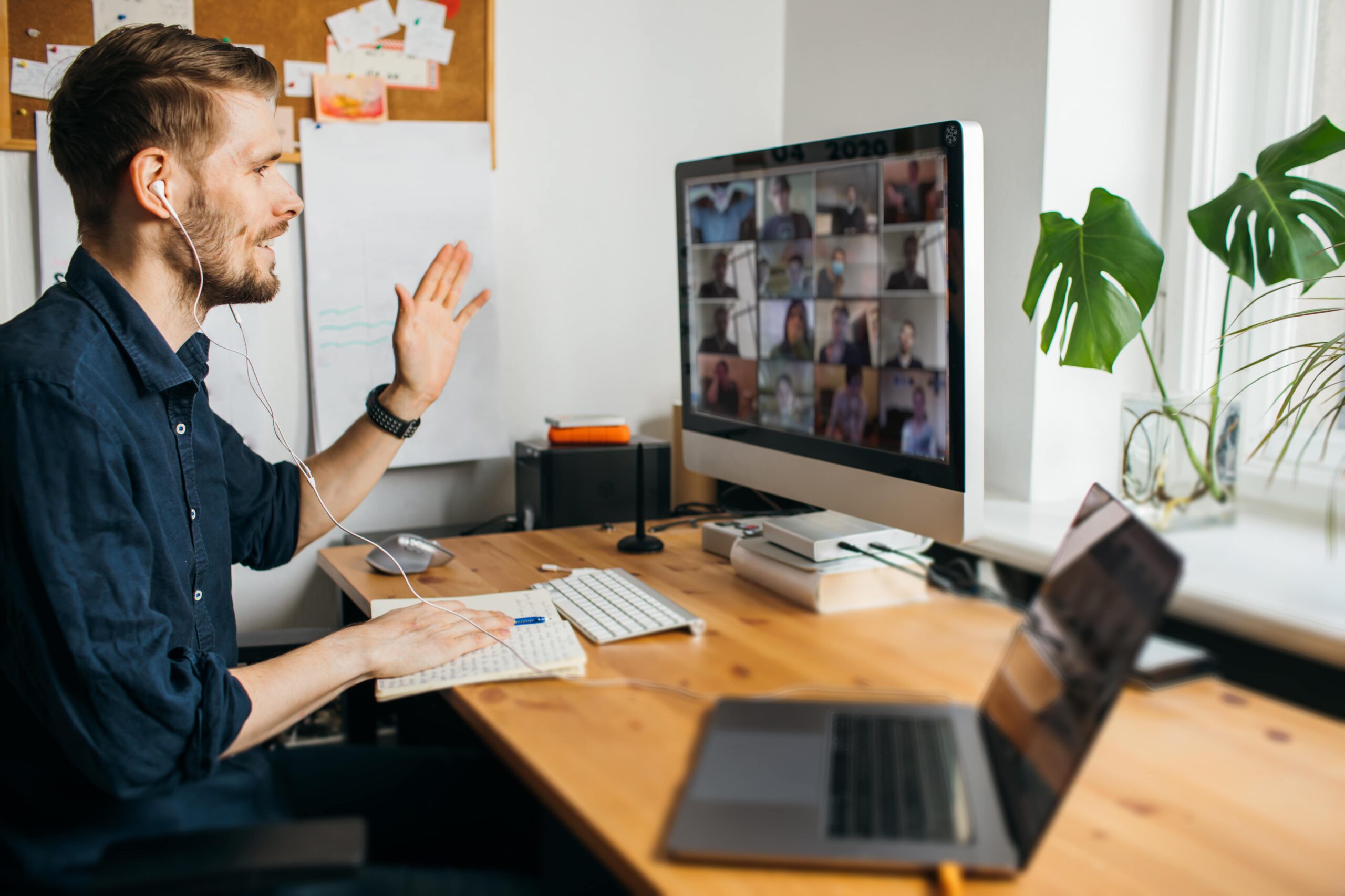 man having a meeting on computer